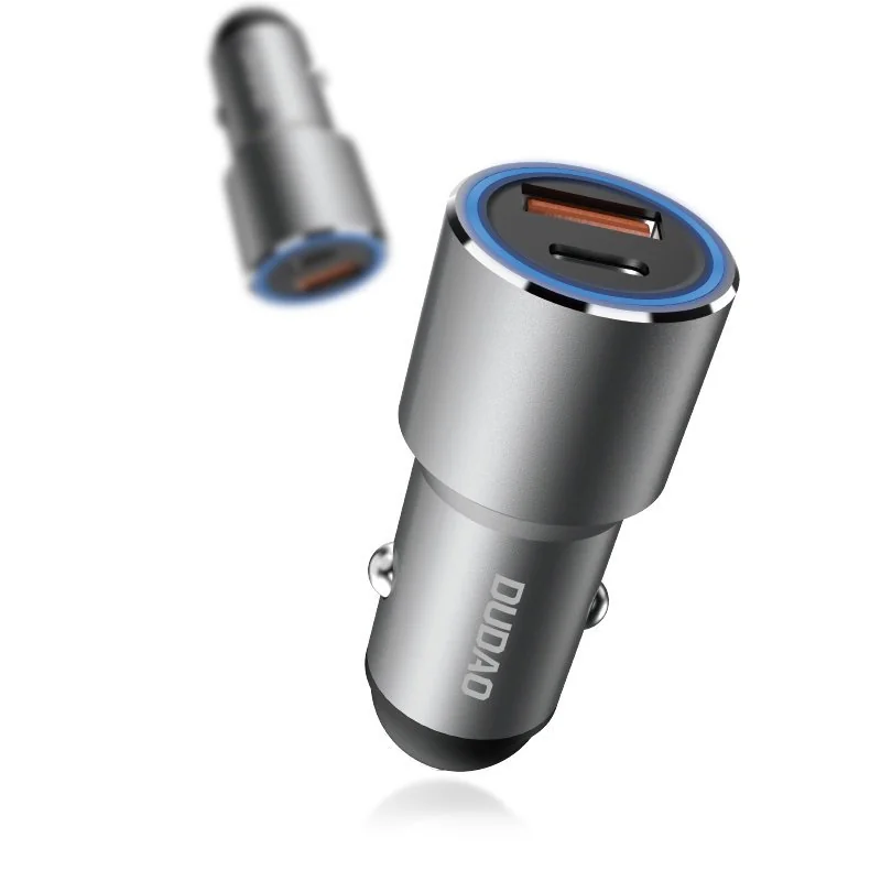 Dudao R4PQ autonabíjačka USB / USB-C QC, sivá