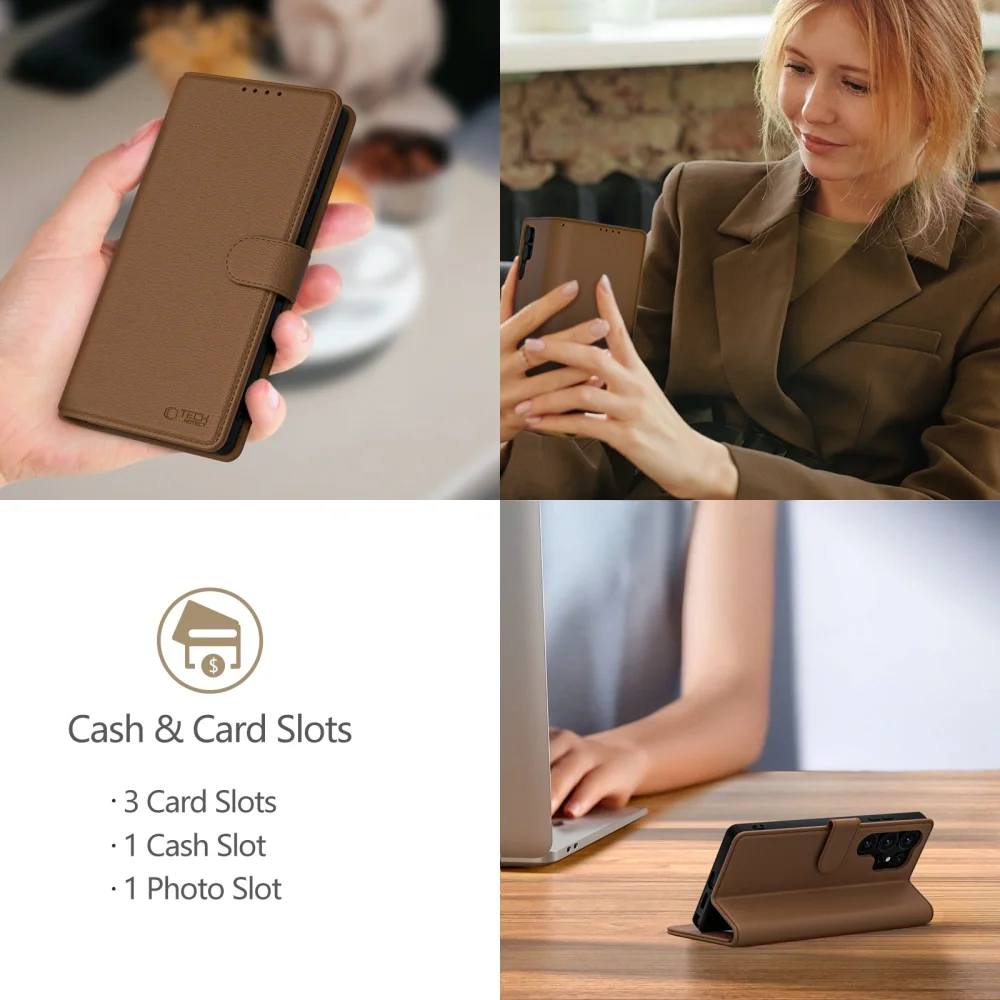 Tech-Protect Wallet knižkové puzdro na Samsung Galaxy A56 5G, hnedé