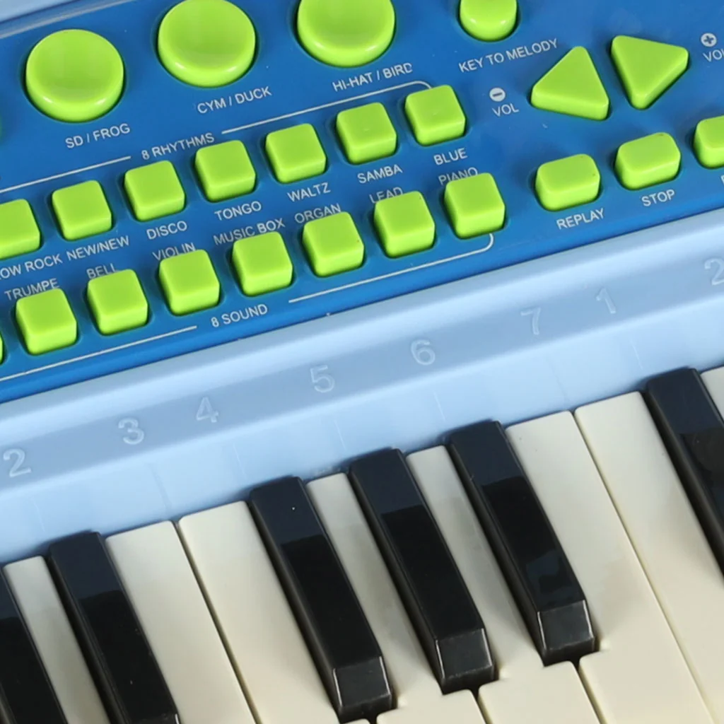 Detský keyboard 37 kláves s mikrofónom a stojanom modrý