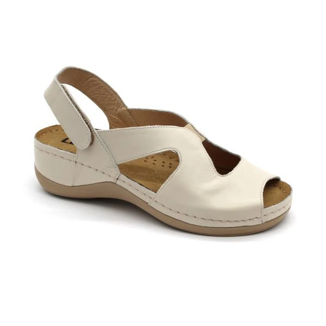 924 Zdravotne celokožené sandále 40 - 25,5cm, béžová, 4,5 cm