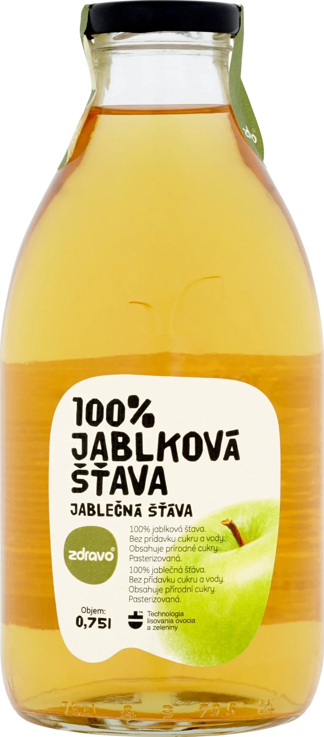 Zdravo 100% Jablková šťava 1×750 ml, ovocná šťava