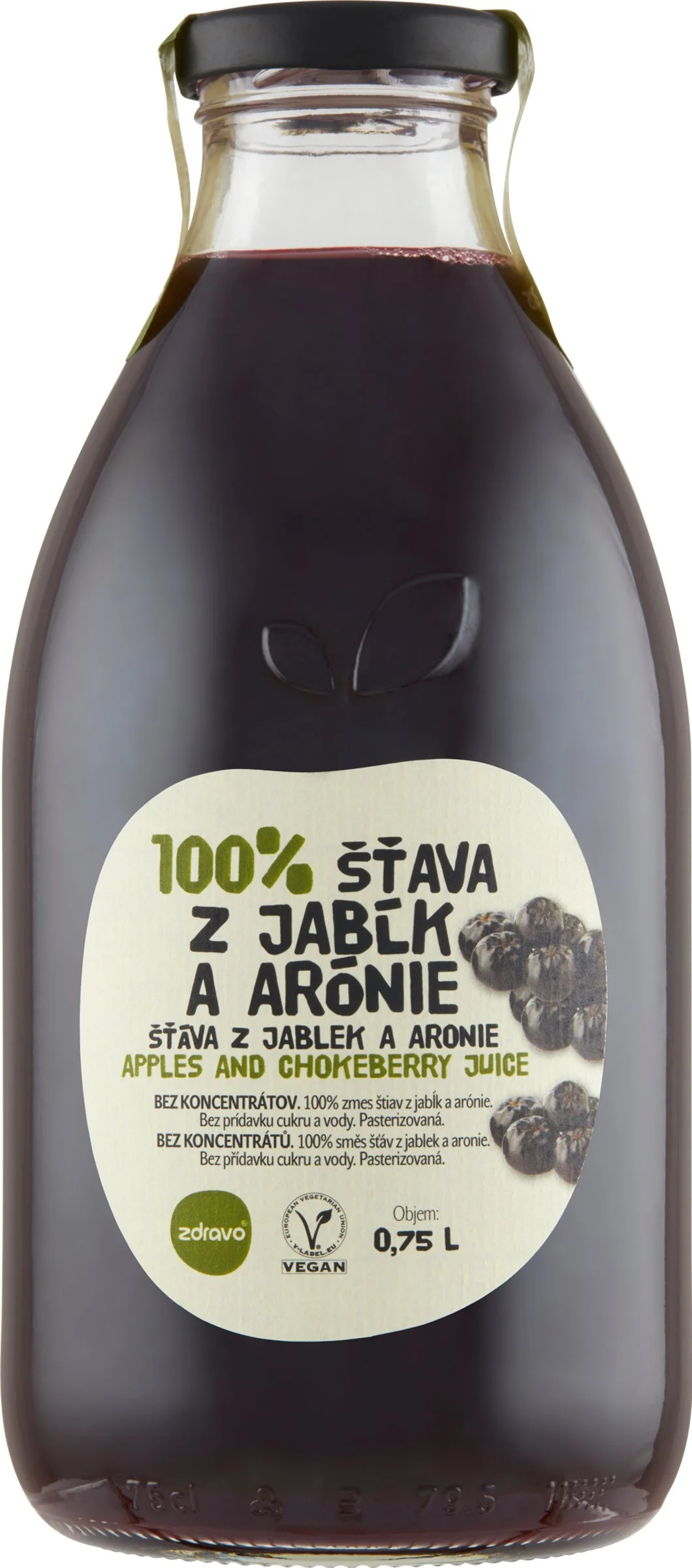 Zdravo 100% Šťava z jabĺk a arónie 1×750 ml, zmes štiav
