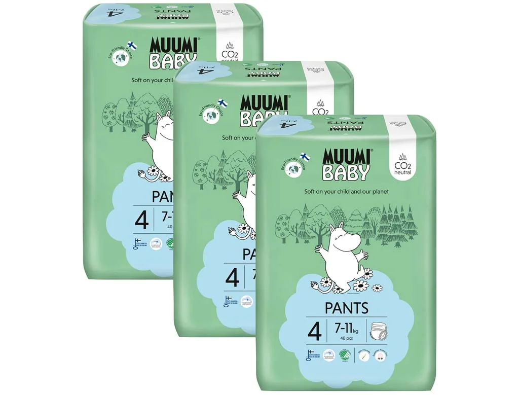 Muumi Baby Pants 4 Maxi 7-11 kg, mesačné balenie nohavičkových eko plienok 1×120ks, EKO plienkové nohavičky