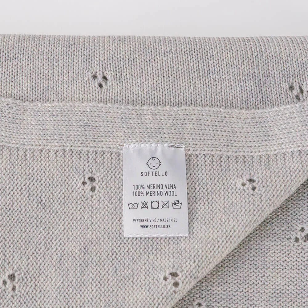 Pletená merino deka SOFTELLO - SAPO svetlosivá