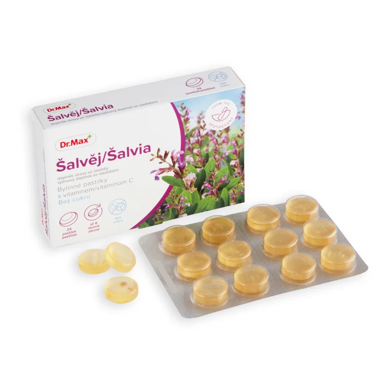 Dr. Max Šalvia, bylinné pastilky bez cukru 1×24 ks, pastilky