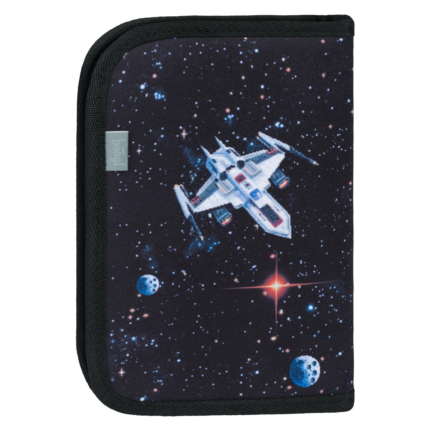 Baagl školský peračník jednoposchodový Pixel Space modrý, 19,5x13x3,5 cm