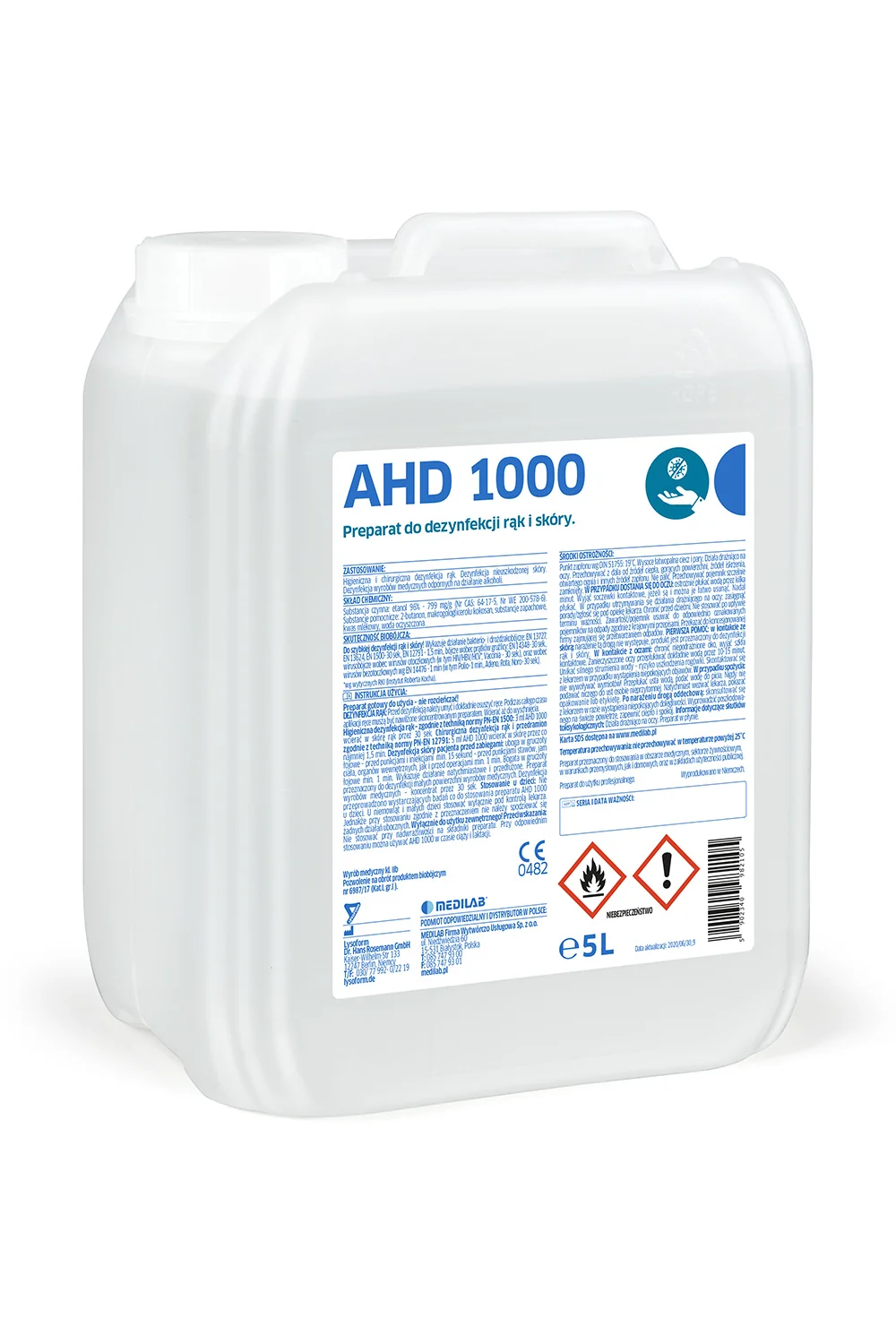 Medilab AHD1000 Profesionálna alkoholová dezinfekcia na ruky a pokožku, 5l