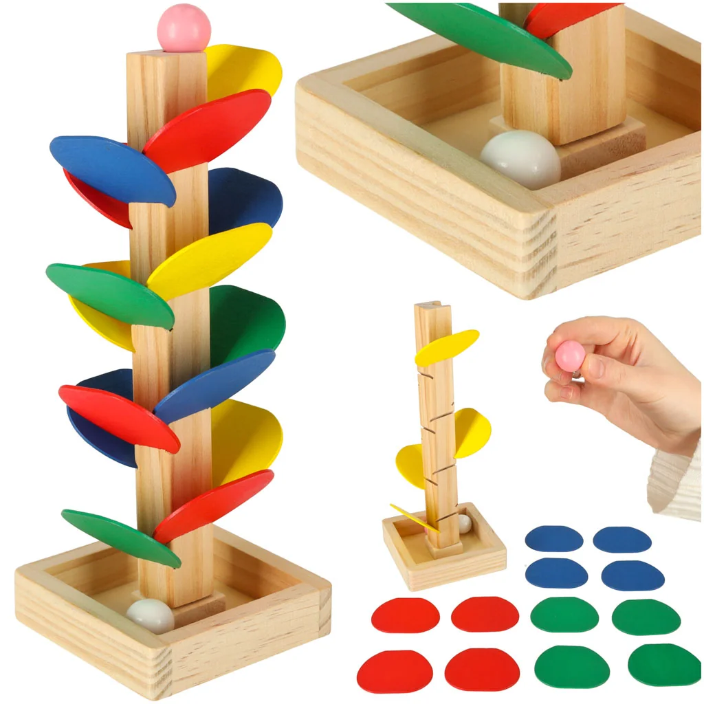 Montessori drevená hračka strom s guličkami