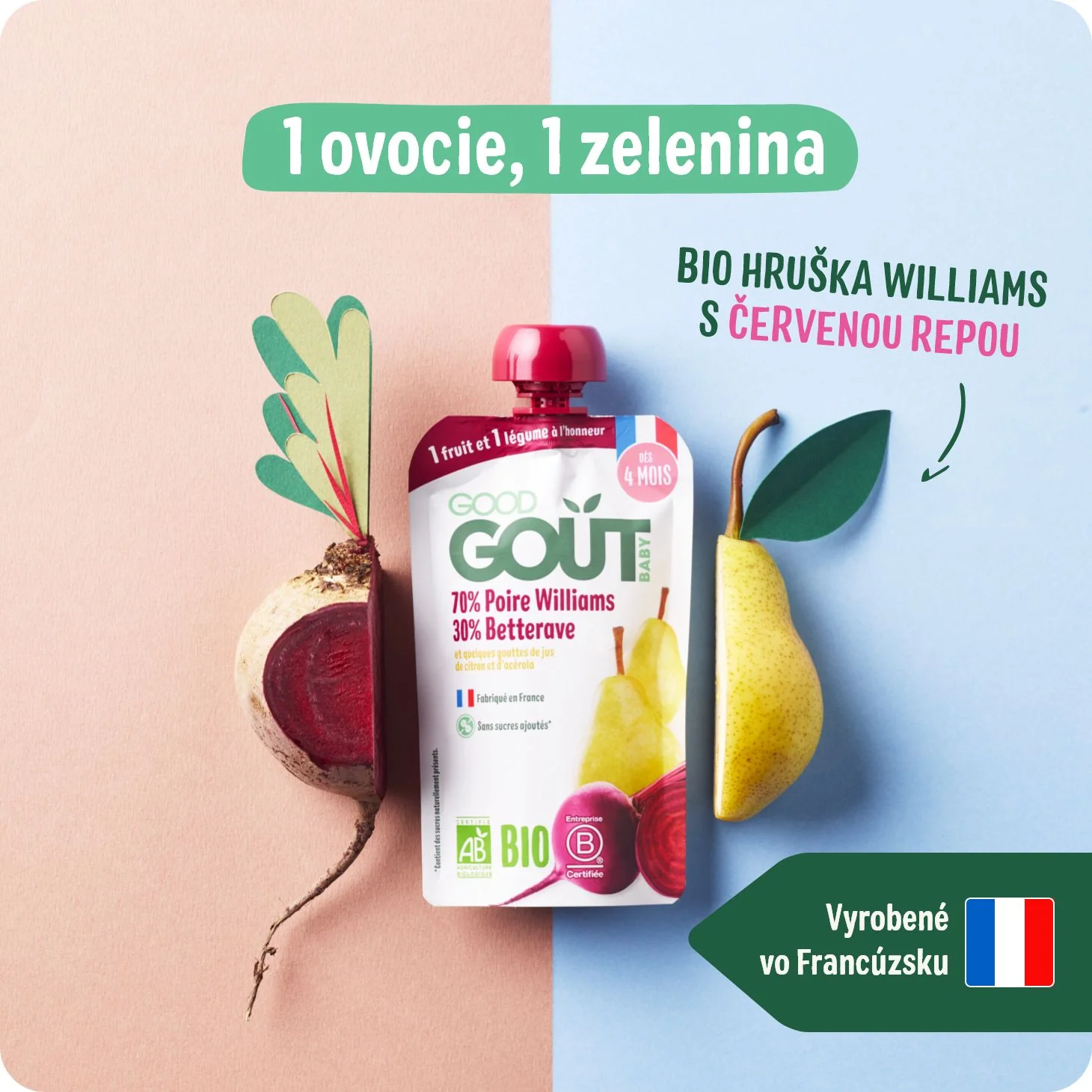 Good Gout BIO Hruška Williams s červenou repou 120 g