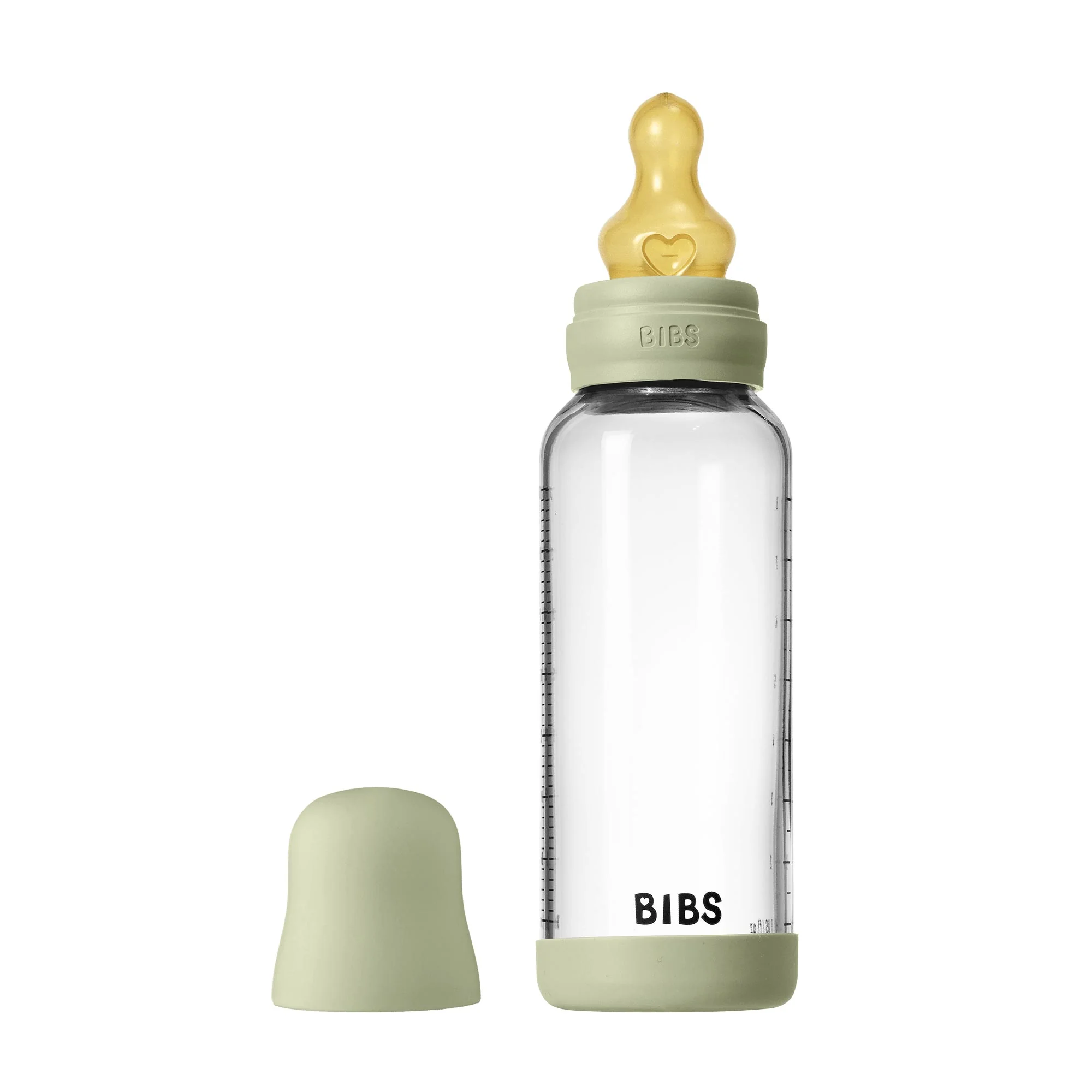 BIBS antikoliková sklenená fľaša s kaučukovým cumlíkom 240ml - Ivory