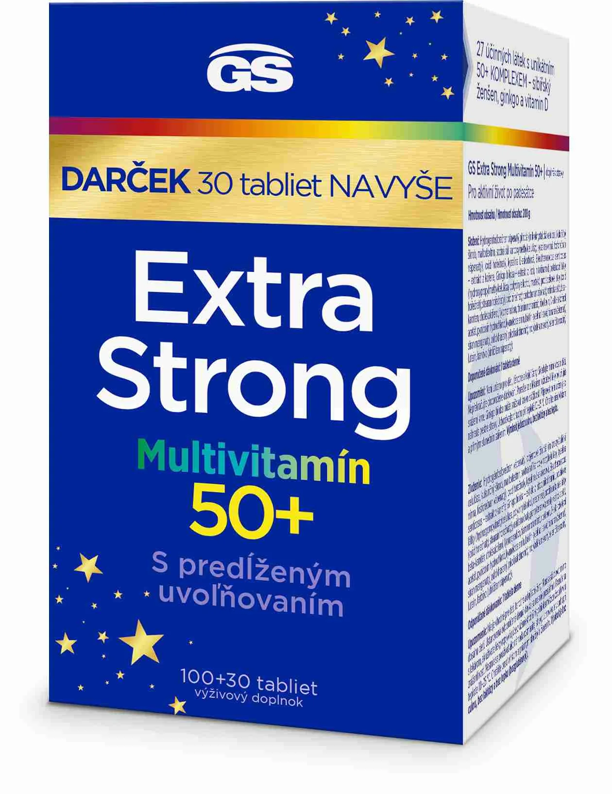 GS Extra Strong Multivitamín 50+. 100+30 darček 1×100+30 tbl, výživový doplnok