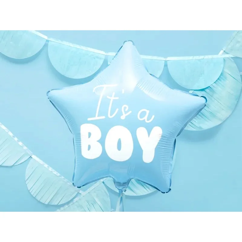 Fóliový balónik hviezda 48 cm „Je to chlapec“ – modrý baby shower balón 