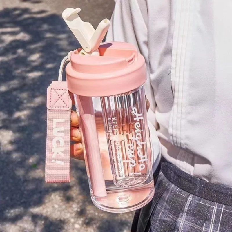 Livefy pohár so slamkou Simple 600ml, ružový