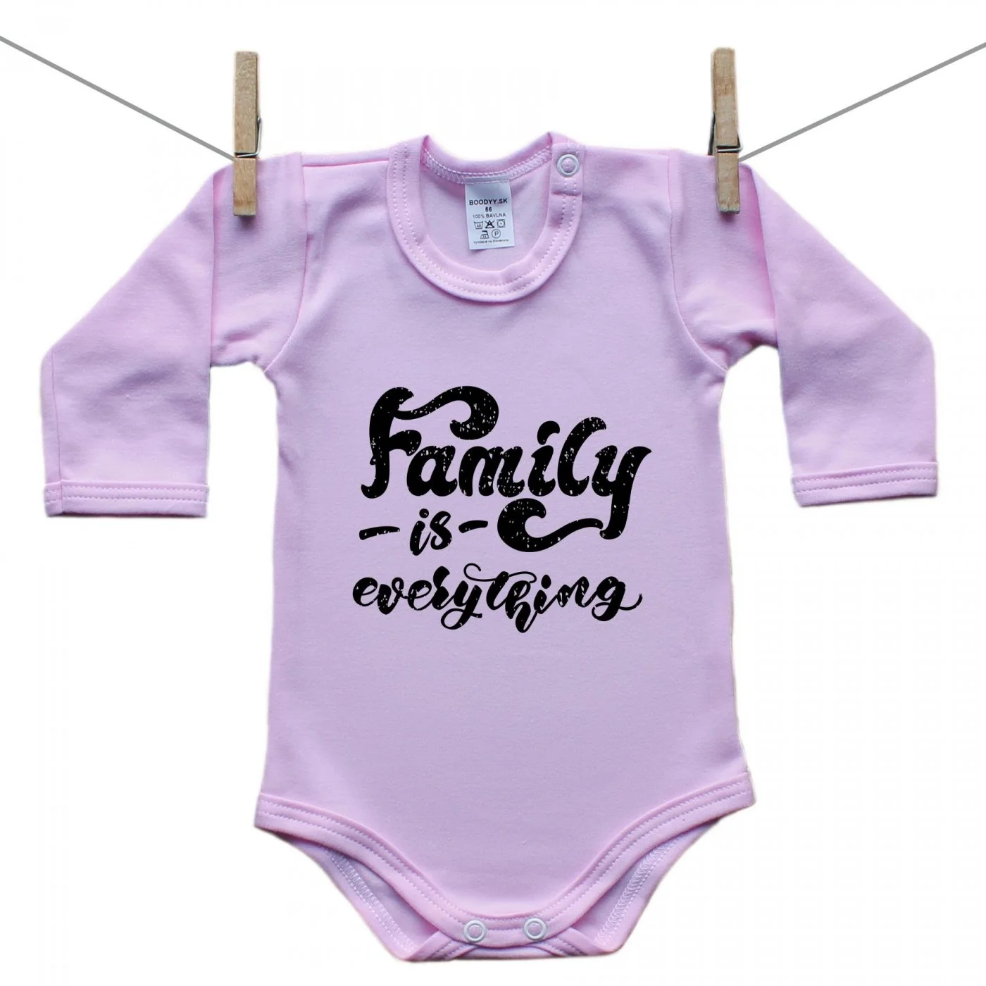 Boodyy Ružové Body s dlhým rukávom Family is everything Veľkosť: 56