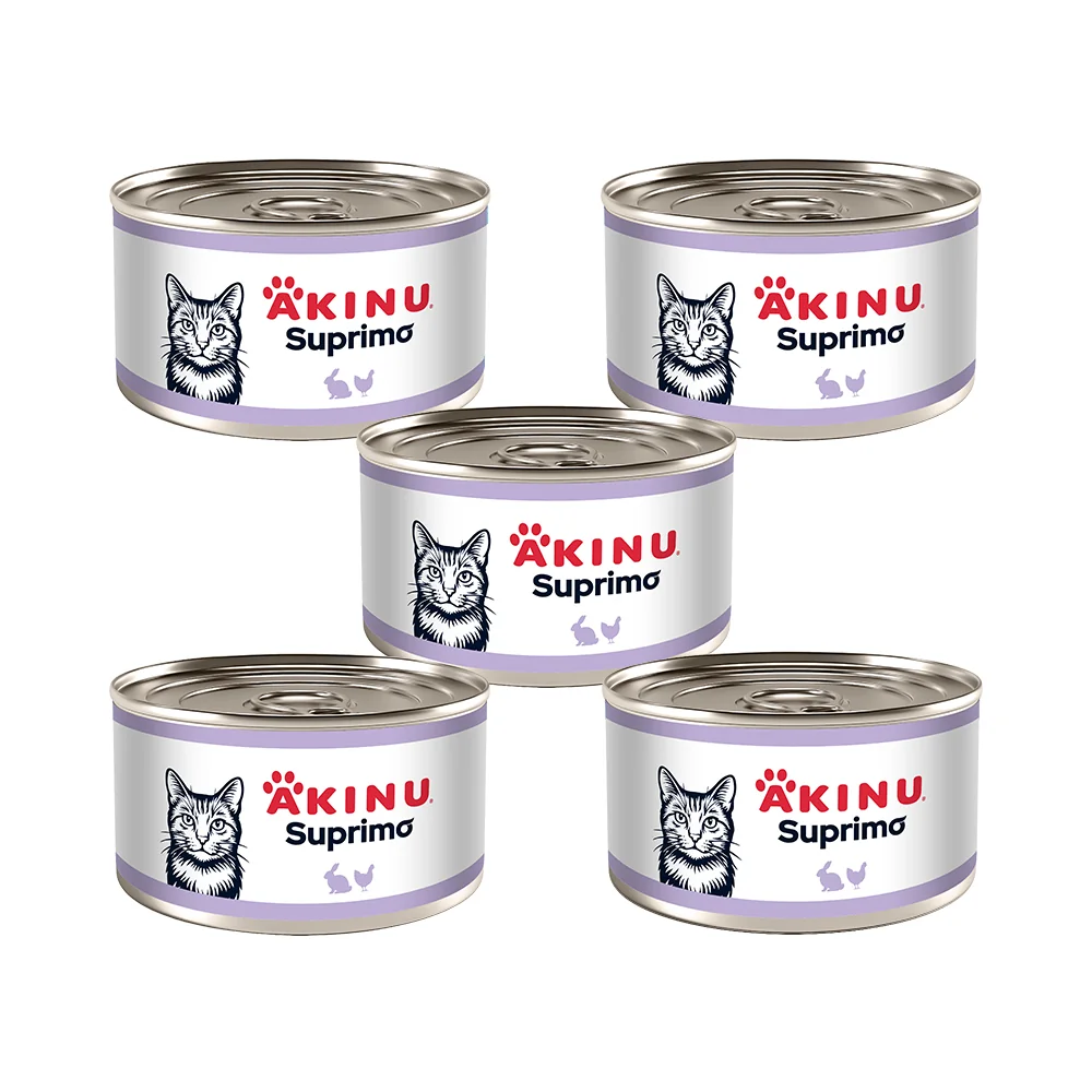 Akinu SUPRIMO Mleté s králikom v konzerve pre mačky 200 g MTP 5 ks