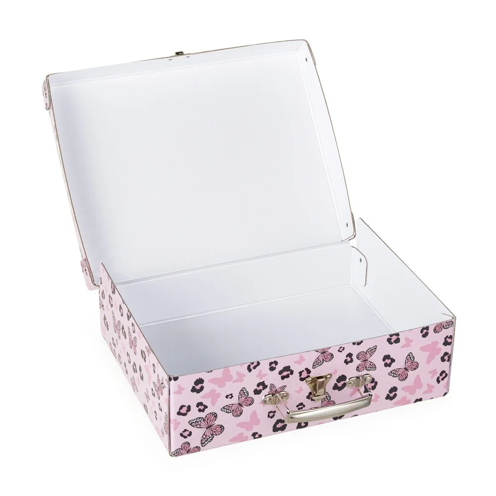Laminátový kufrík hranatý A4 OXY NEXT Butterfly pink 33,5x23x10 cm
