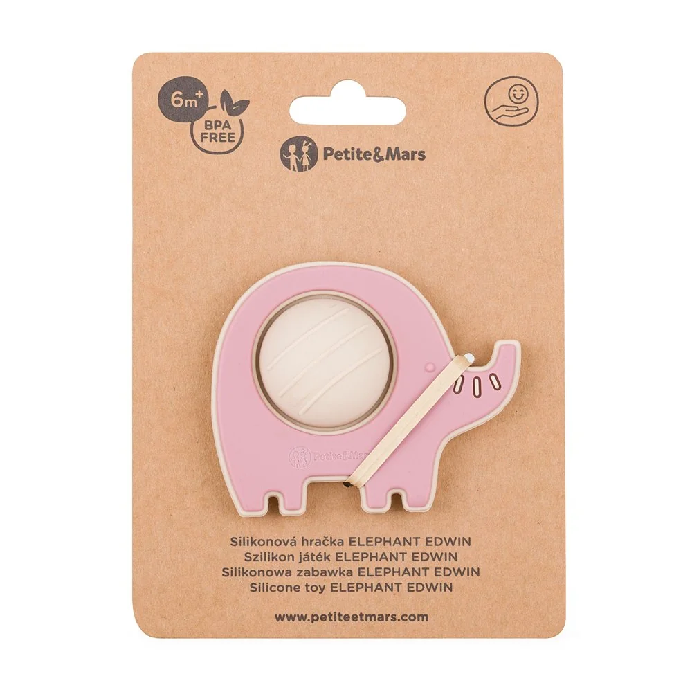 Hračka silikónová Elephant Edwin Dusty Rose 6m+
