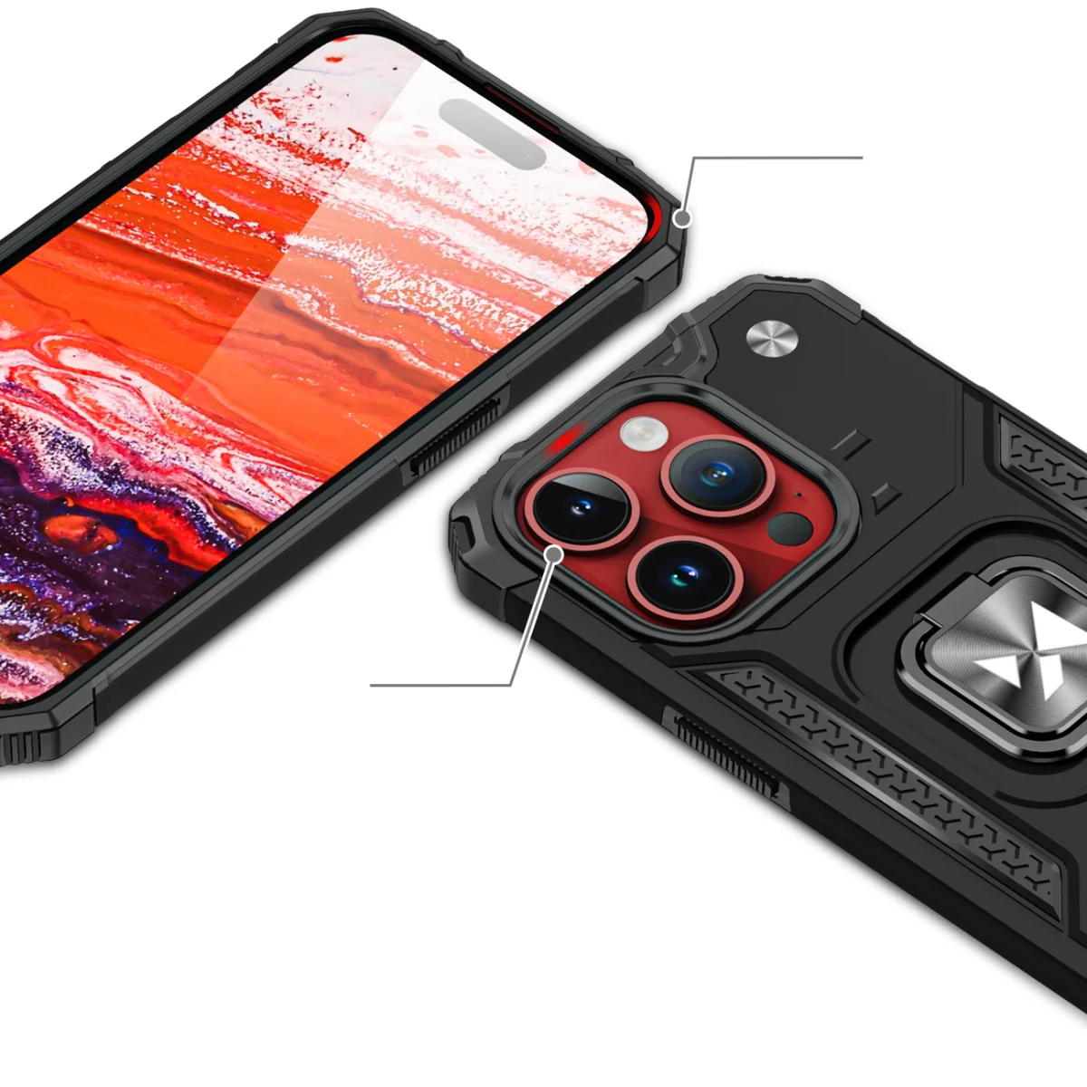 MG Ring Armor kryt na iPhone 15 Pro, modrý