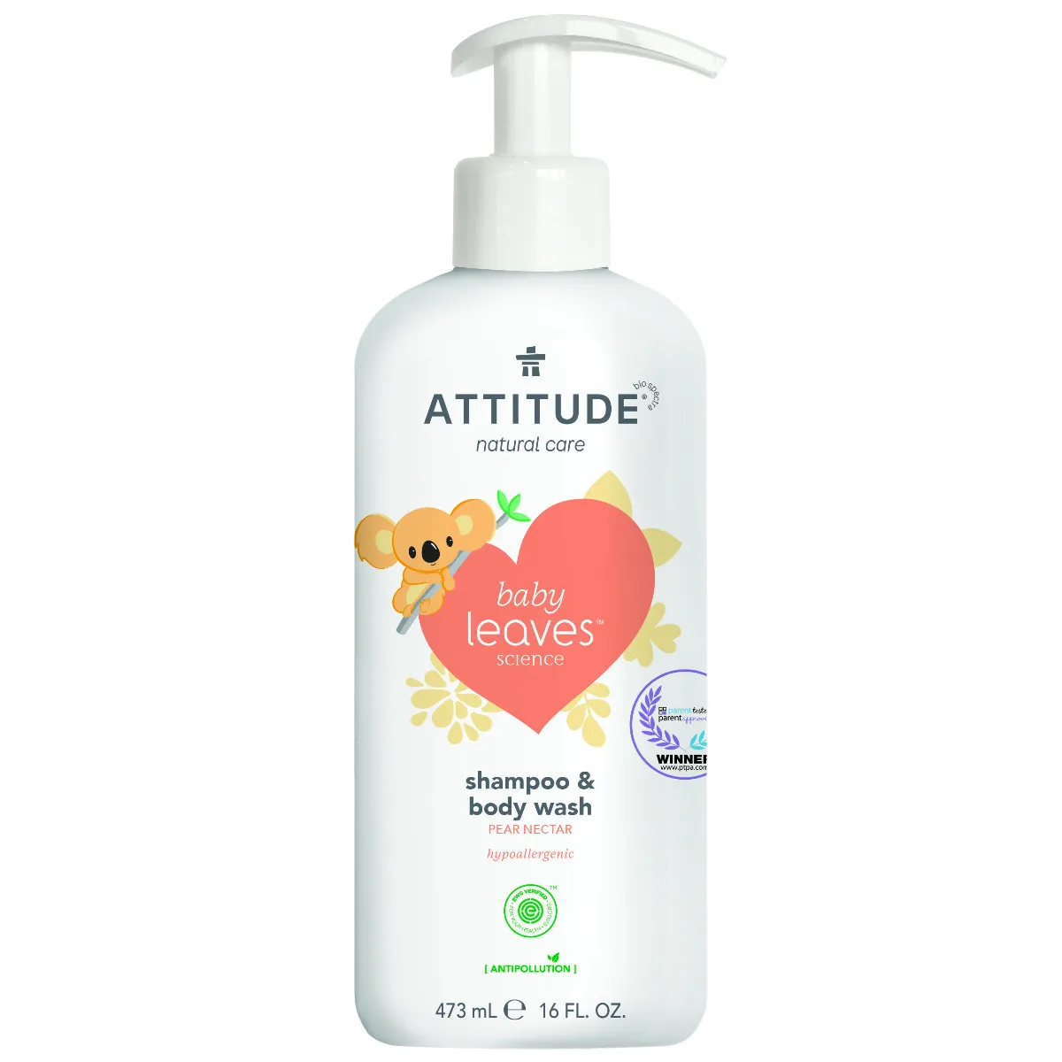 ATTITUDE Detské telové mydlo a šampón (2 v 1) Baby leaves s vôňou hruškovej šťavy 1×473 ml, detské telové mlieko