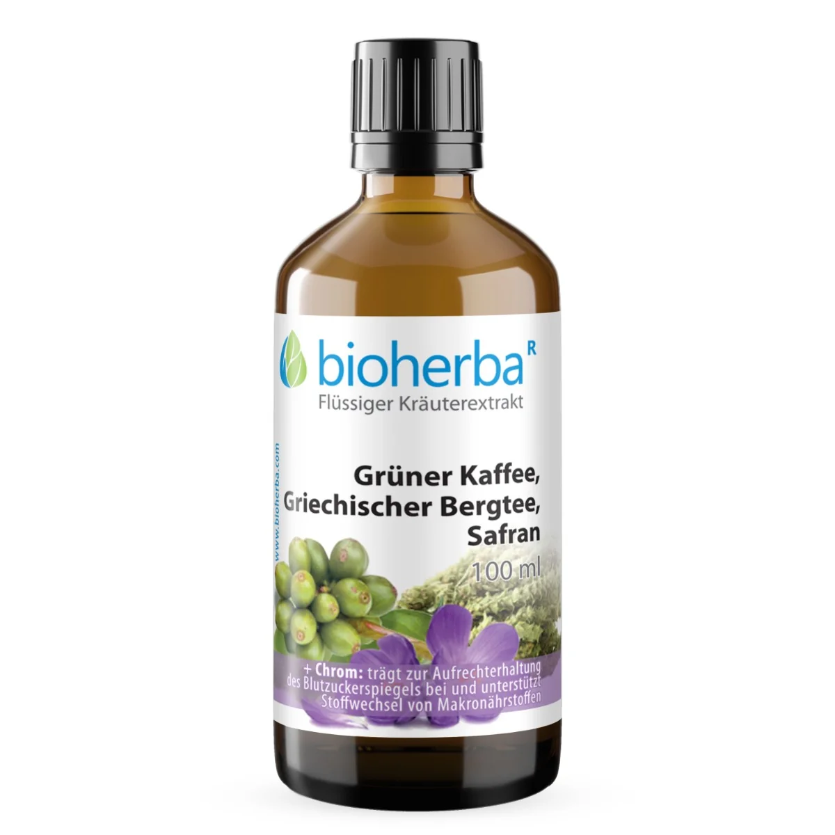 Zelená káva, grécky horský čaj a šafran kvapky – tinktúra – 100 ml – Bioherba