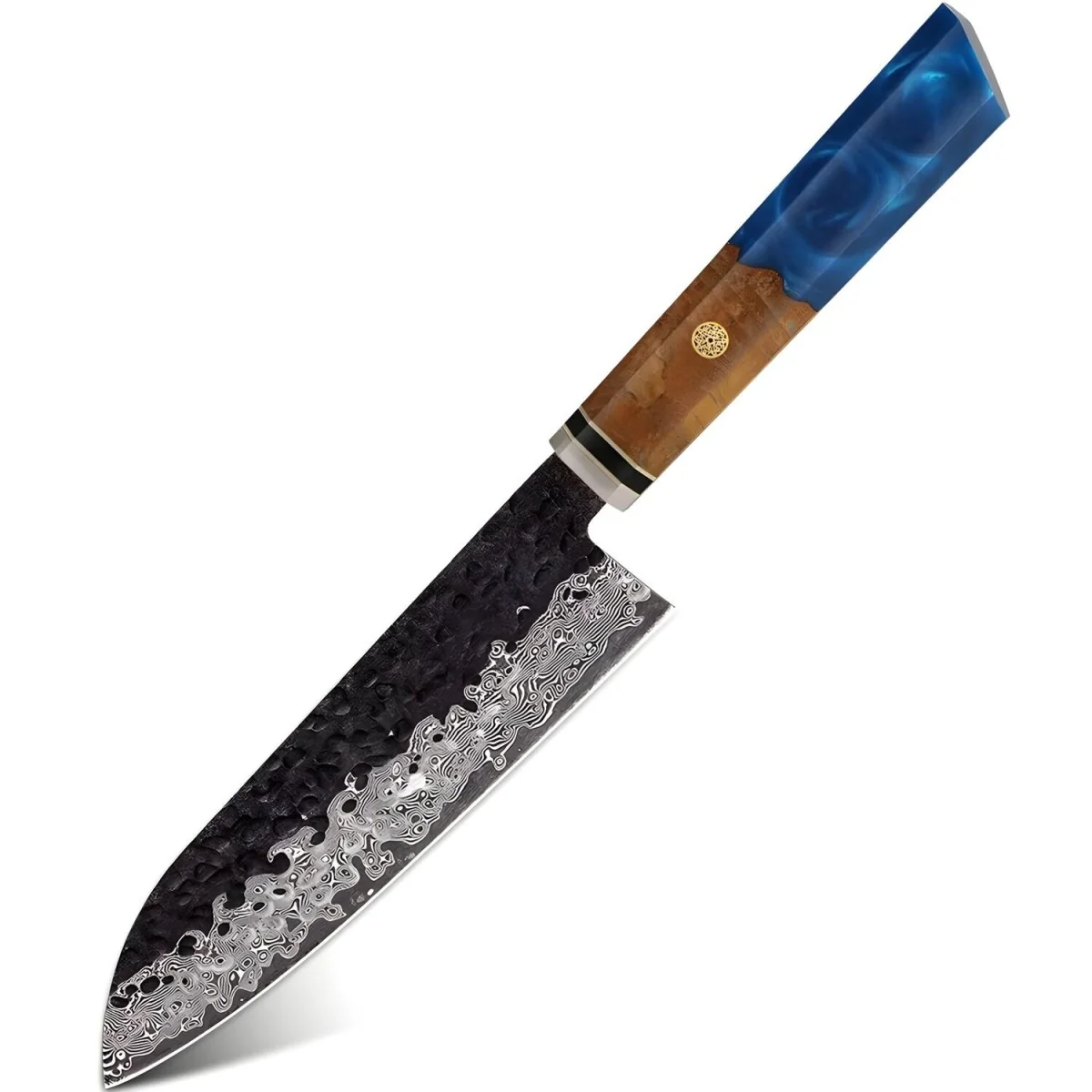 Damaškový kuchynský nôž Santoku/Tmavo Modrá 1ks, čepeľ 16,5cm