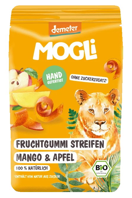 MOGLi bio ovocné pásky s psylliom mango a jablko s certifikáciou Demeter 25 g