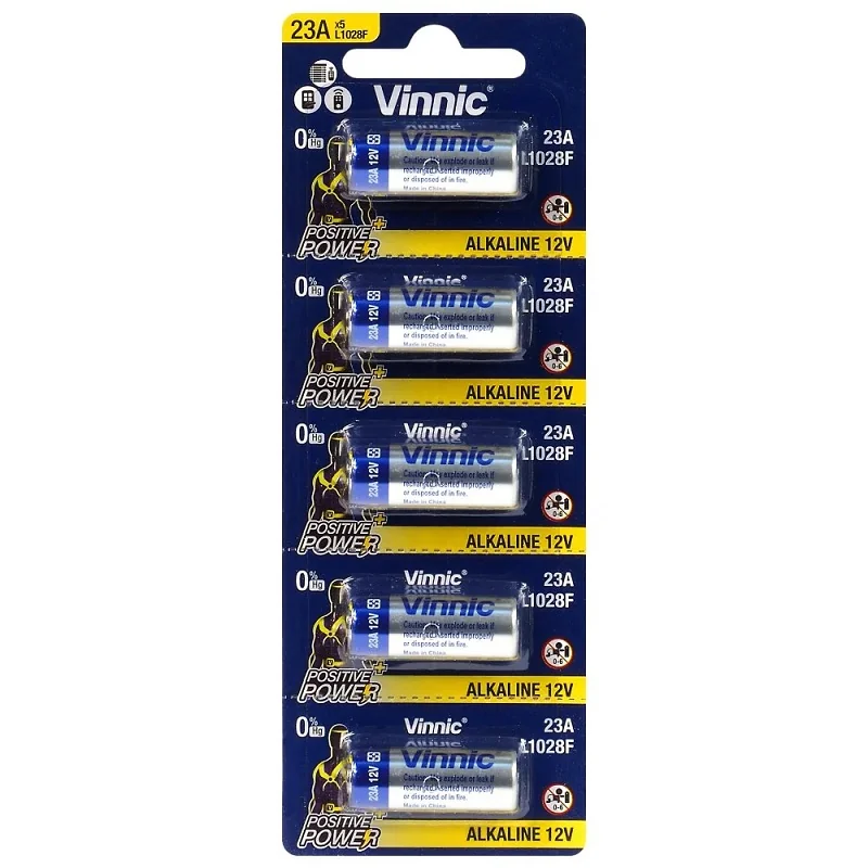 Alkalické batérie 23A/23AE/A23/V23GA/MN21/LRV08, 12 V – 5 ks