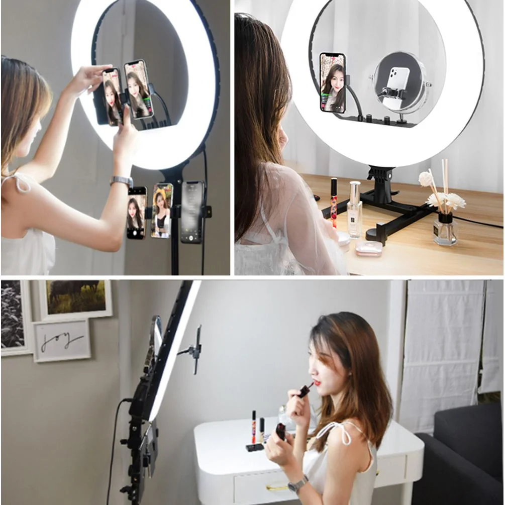 MG Mirror Selfie kruhové LED svetlo + statív 2.1m, čierne