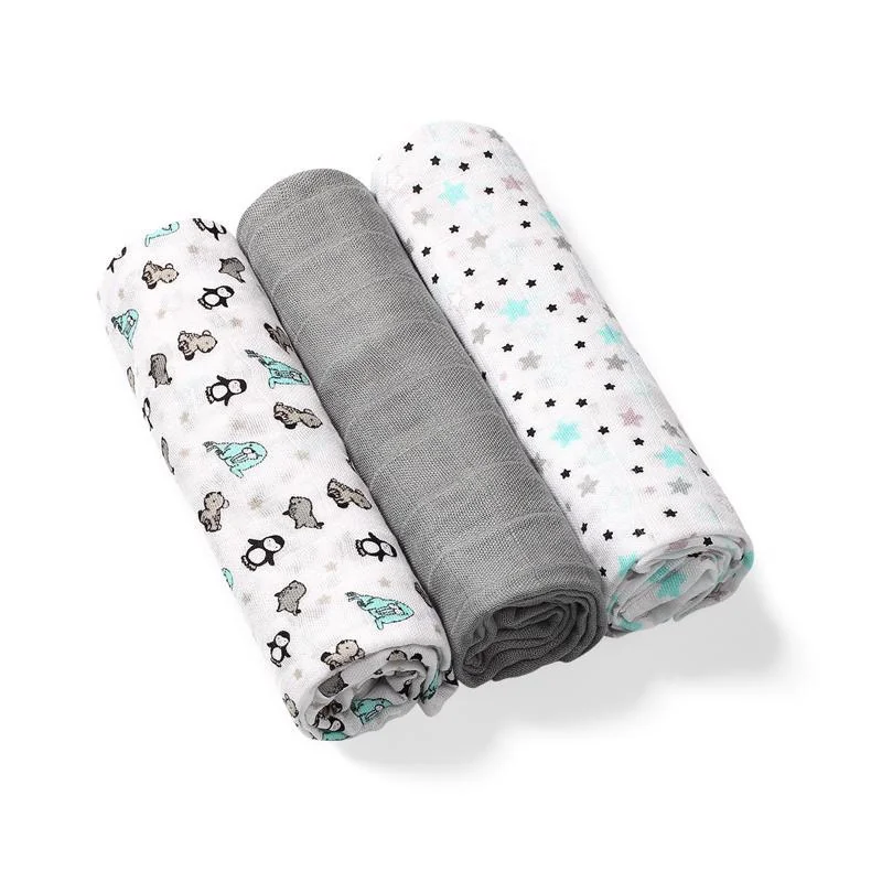 BABYONO Plienky bambusové 1×3 ks, bambusové detské plienky šedé