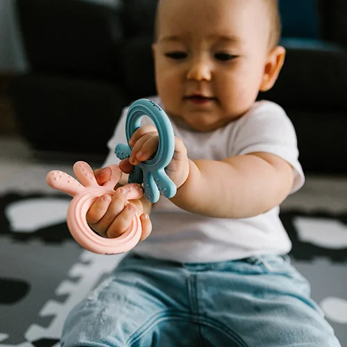 BABYONO Hryzačka silikónová Octopus mint 1×1 ks