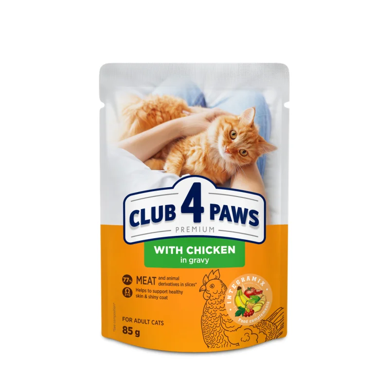 CLUB 4 PAWS Premium S kuracím mäsom v omáčke 85 g (2527)