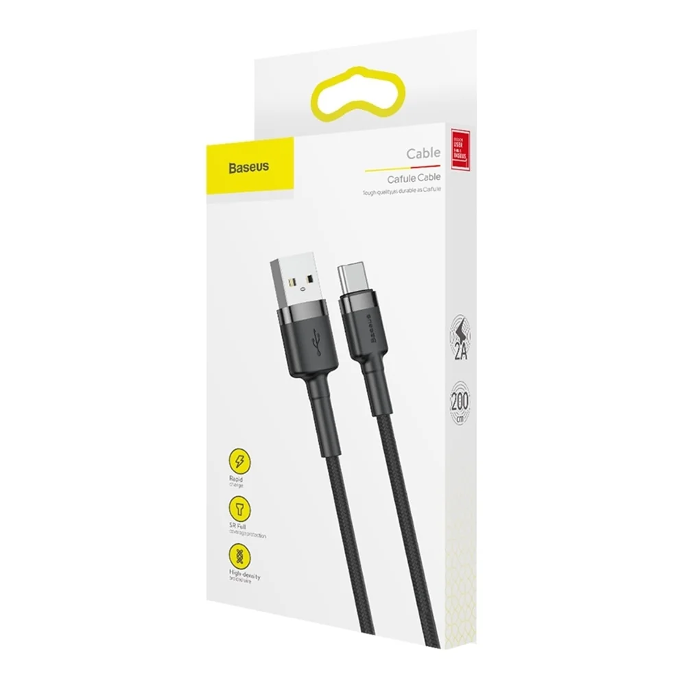 Baseus Cafule kábel USB / USB-C Quick Charge 3.0 2m, čierny/sivý