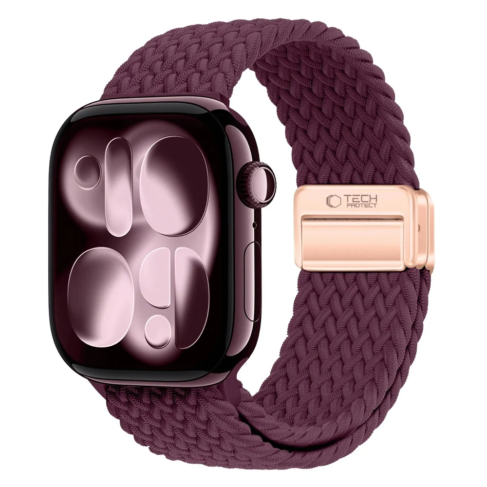 Tech-Protect Nylon Mag remienok na Apple Watch 44/45/46/49mm, deep burgundy