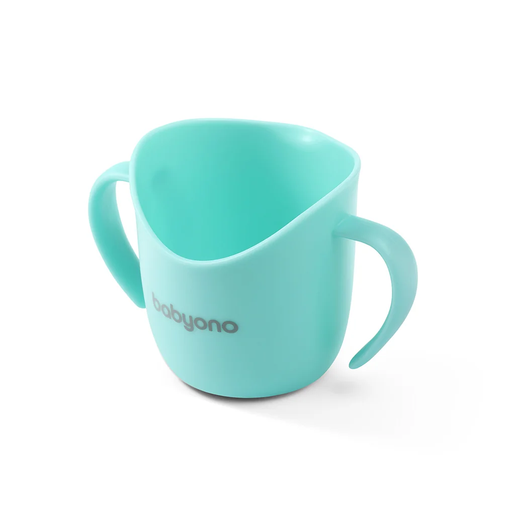 BABYONO Hrnček ergonomický s uškami 120 ml mint 6m+ 1×120 ml