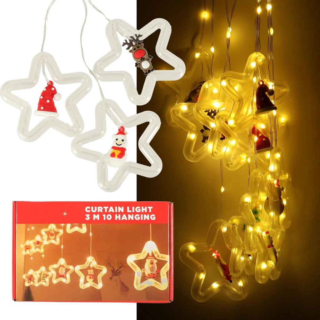 LED svetelná záclona s figúrkami – 3 m, 125 LED, teplá biela, USB, IP44