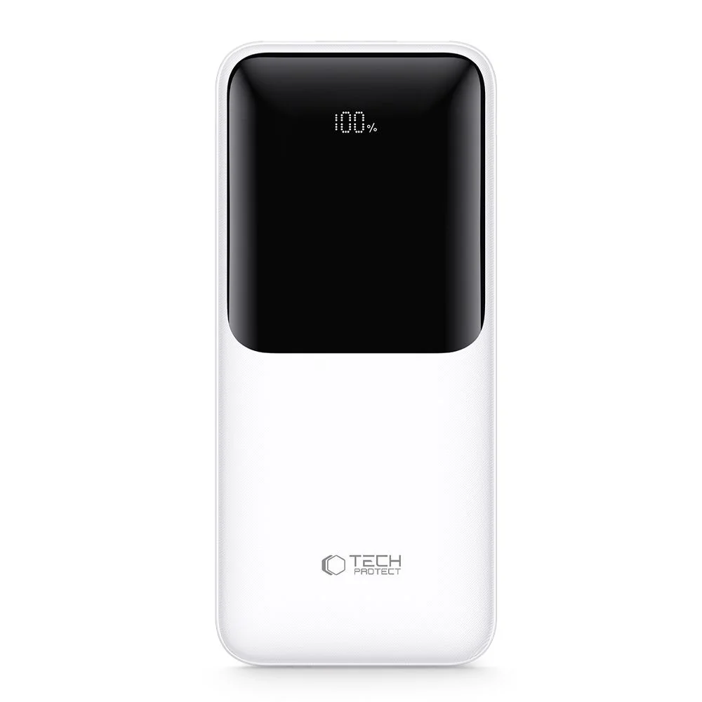 Tech-Protect PB02 Power Bank 20000mAh 2x USB / USB-C / Micro USB 22.5W, biely , biely