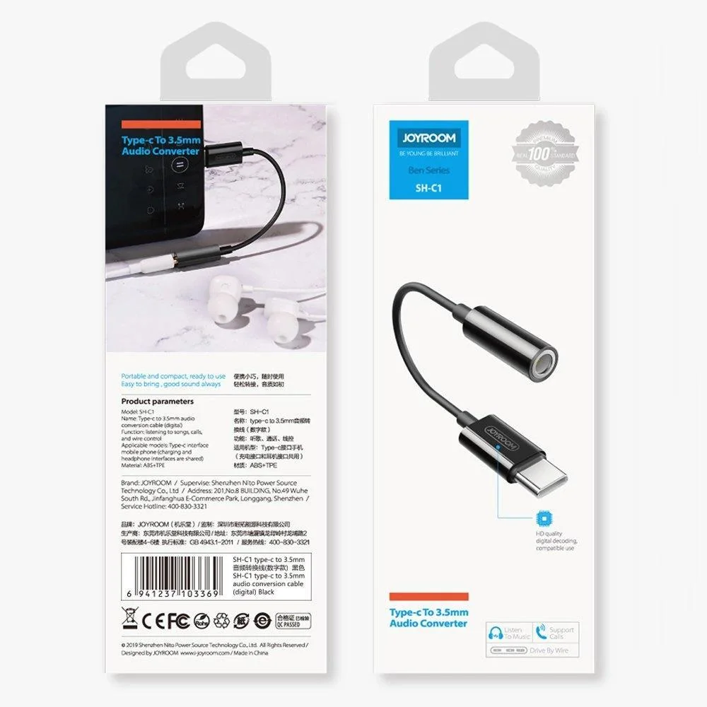 Adaptér 3,5 mm Mini Jack - USB Type-C - Biela