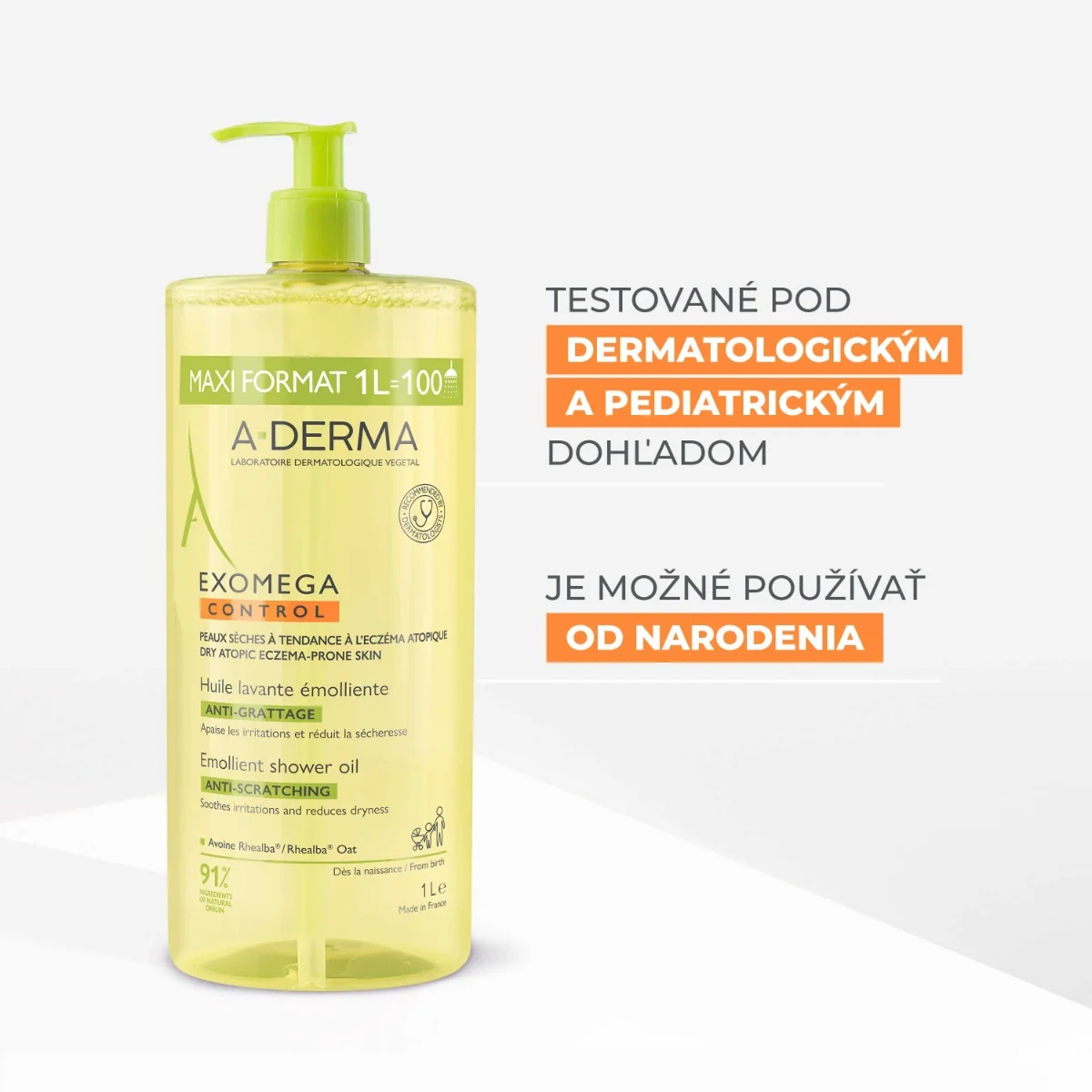 A-DERMA EXOMEGA CONTROL Zvláčňujúci sprchový olej 1000 ml