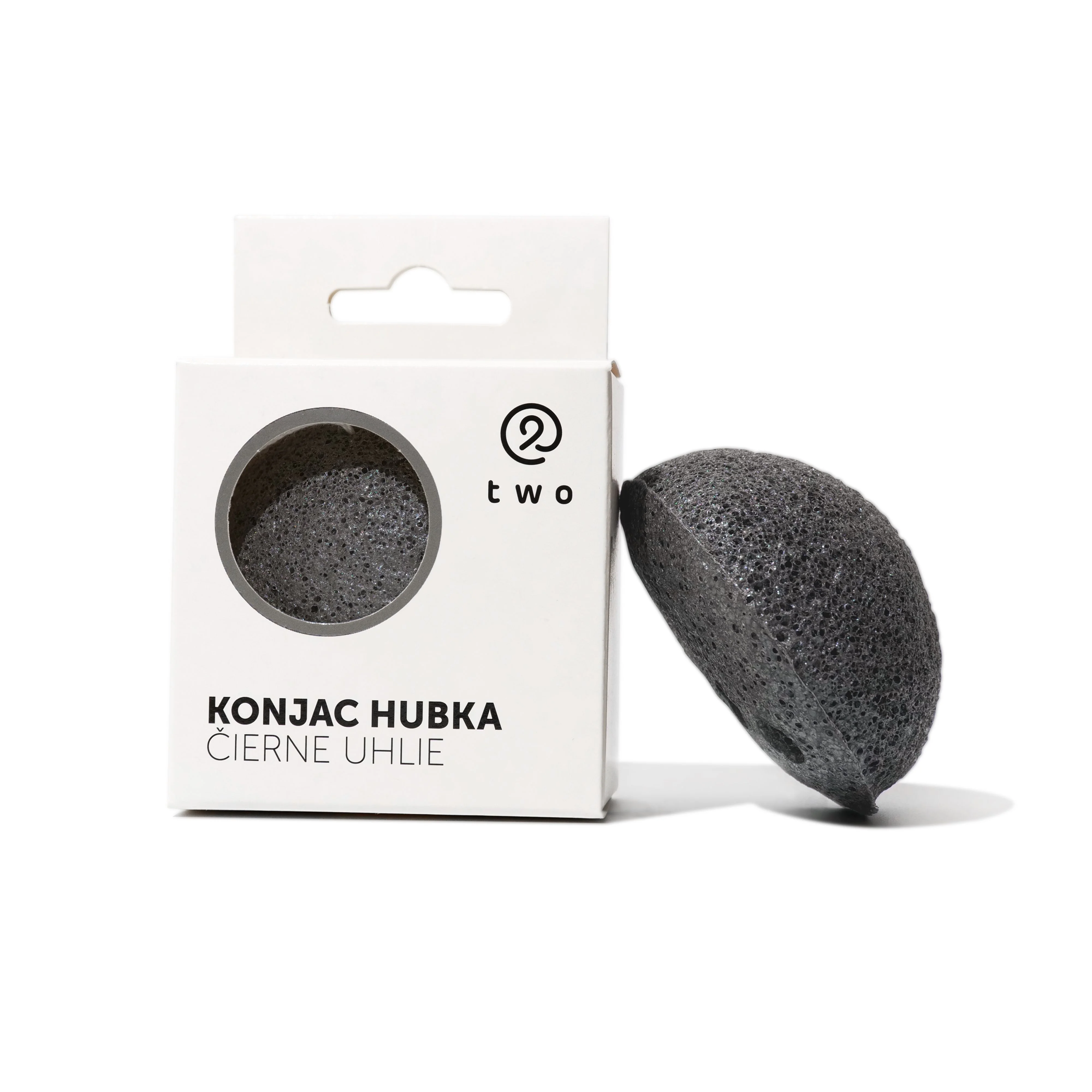 Two cosmetics Konjac hubka / čierne uhlie 1×1 ks, čistiaca hubka na pleť