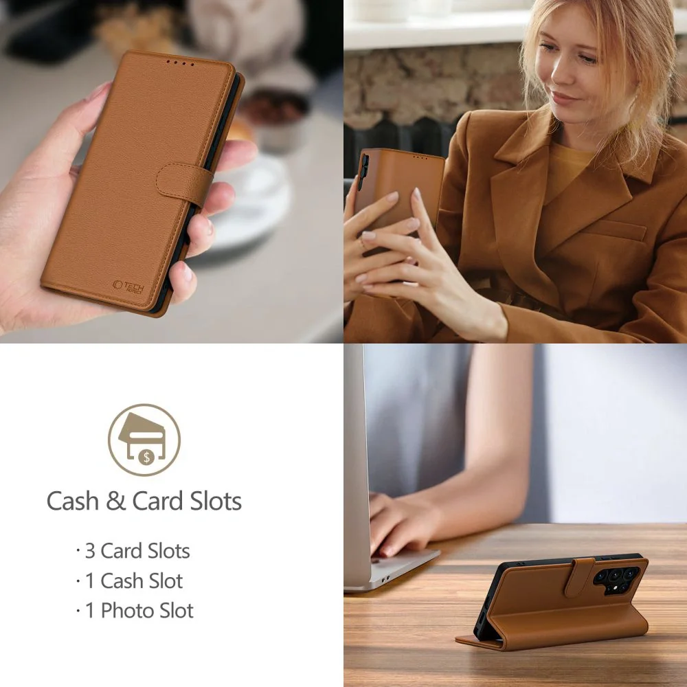 Tech-Protect Wallet knižkové puzdro na iPhone 16e, hnedé
