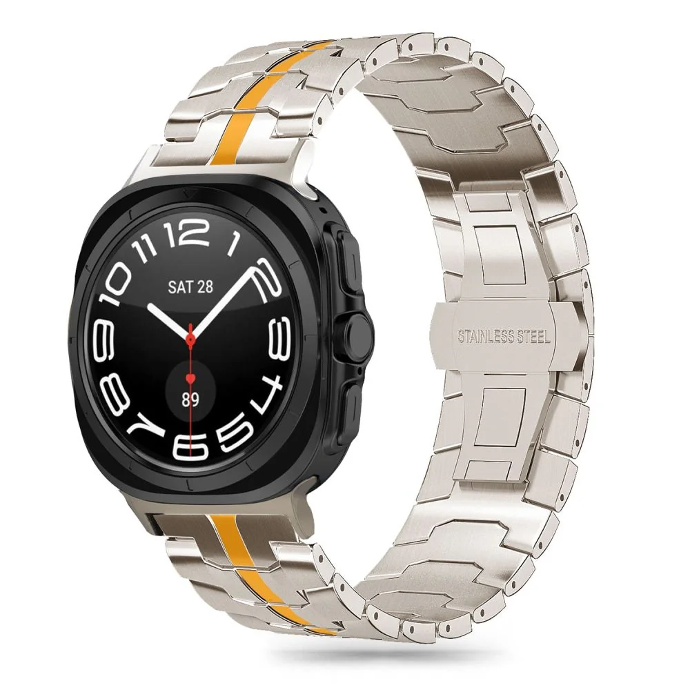 Tech-Protect Stainless Line remienok na Samsung Galaxy Watch Ultra 47mm, titanium/orange m, titanium/orange