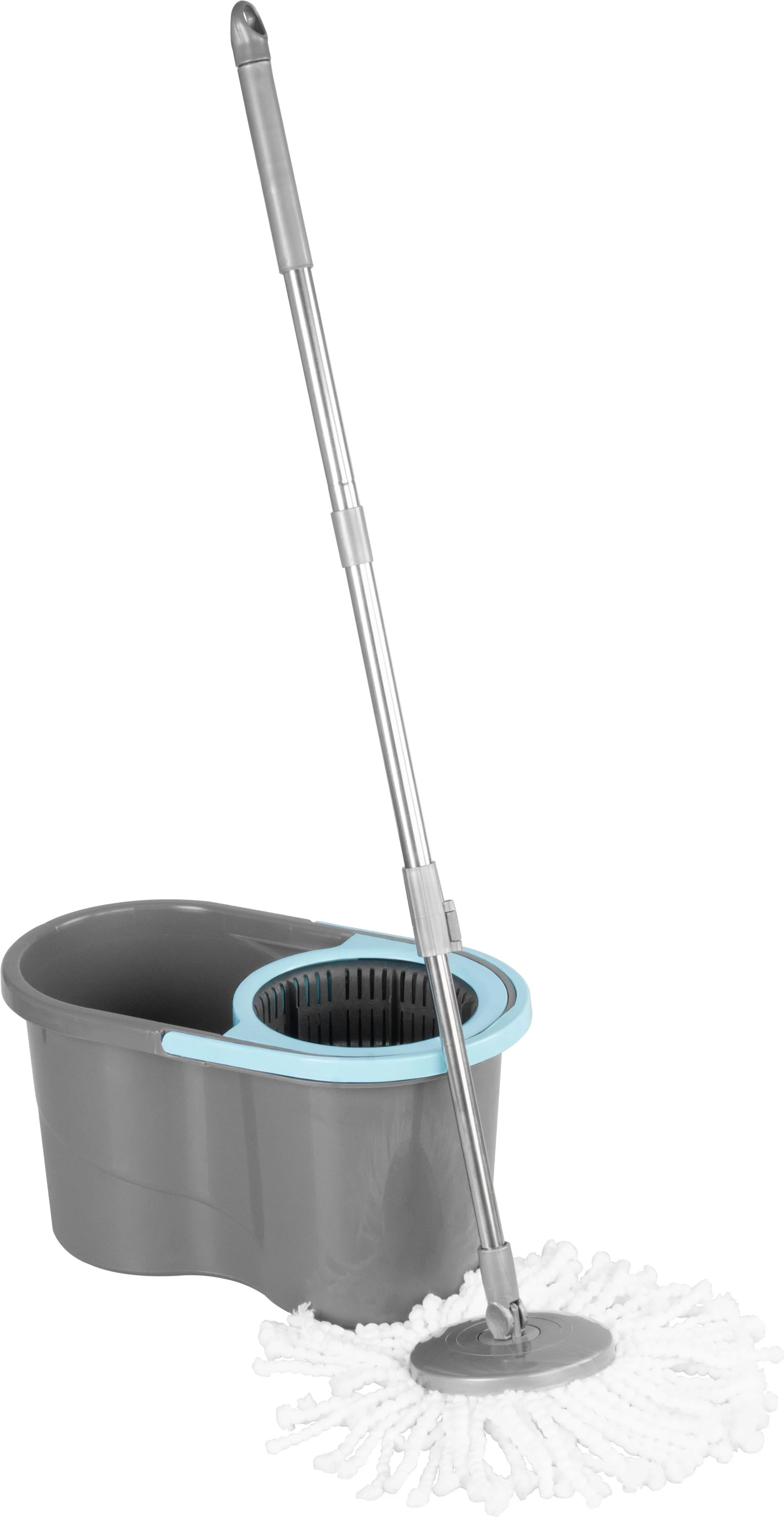 Strend Pro upratovacia súprava Quantum, 1 súprava Rotačný mop na podlahy, vedro 16 l, teleskopická násada, tyrkys/sivá, mix farieb