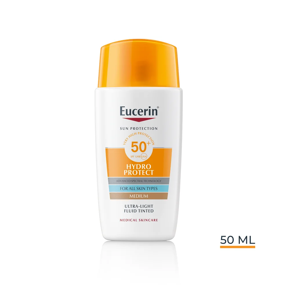 Eucerin SUN Ultra ľahký fluid na tvár HYDRO PROTECT SPF 50+, stredne tmavý 1×50 ml, fluid