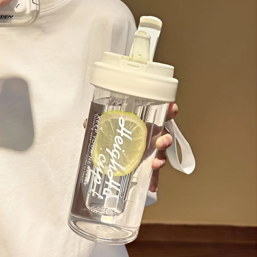 Livefy pohár so slamkou Simple 600ml, biely 