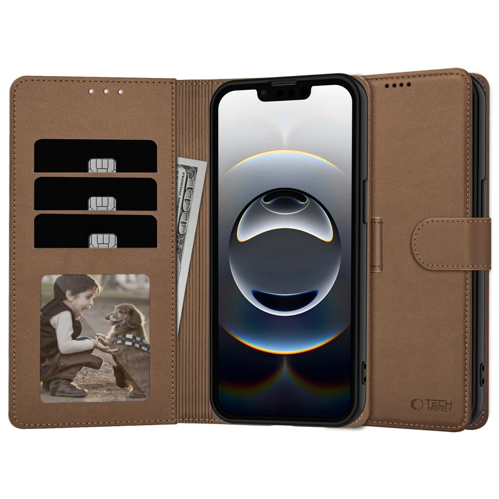 Tech-Protect Wallet knižkové puzdro na Samsung Galaxy A56 5G, hnedé