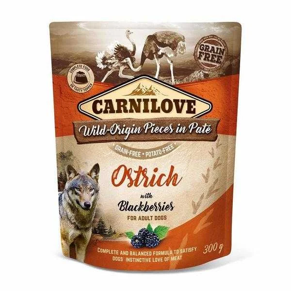Carnilove Kapsička Dog Paté Ostrich With Blackberries 300g 1×300 g