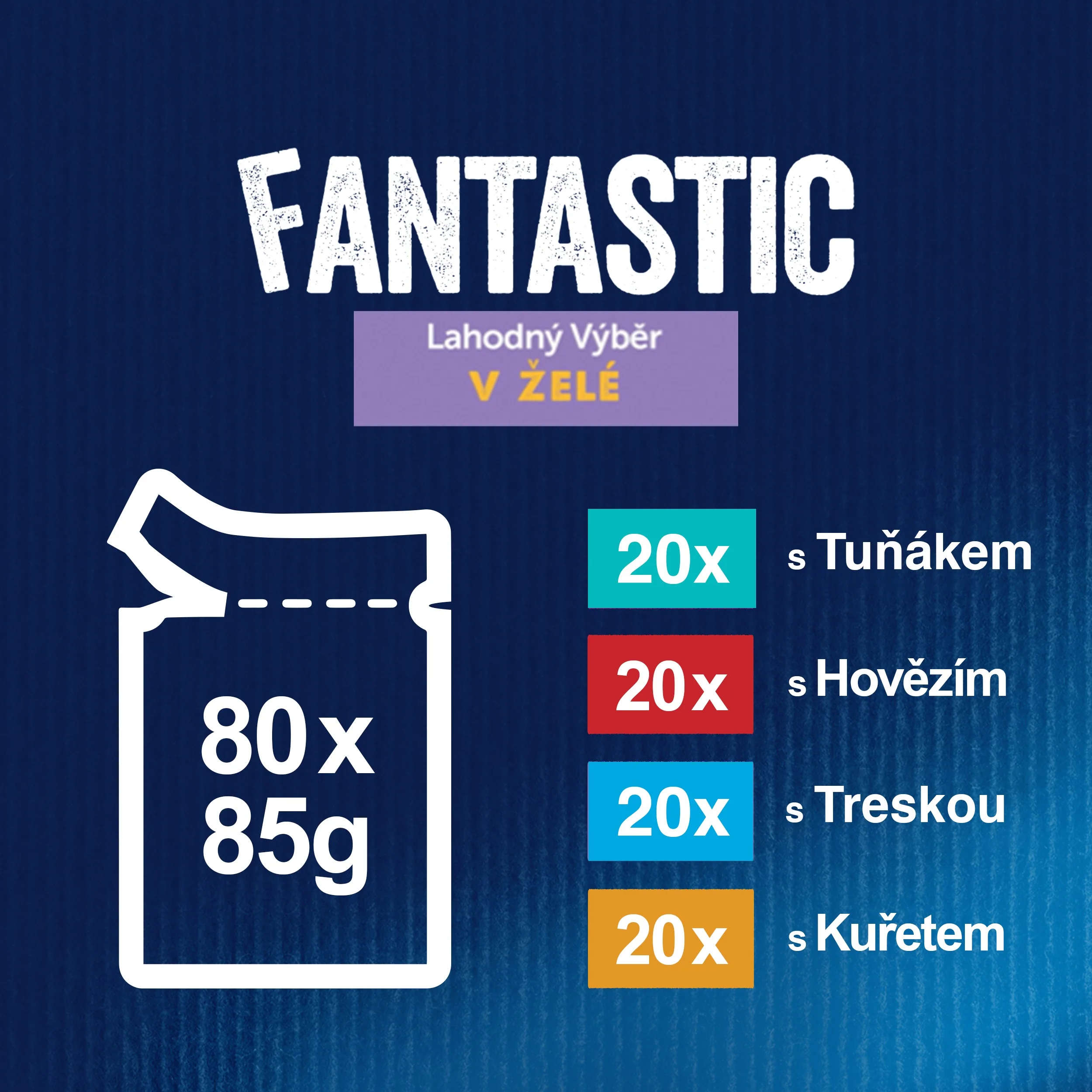 Felix Fantastic kapsičky pre mačky hovädzie, kura, tuniak, treska v želé 80×85 g 80×85 g, kapsičky pre mačky