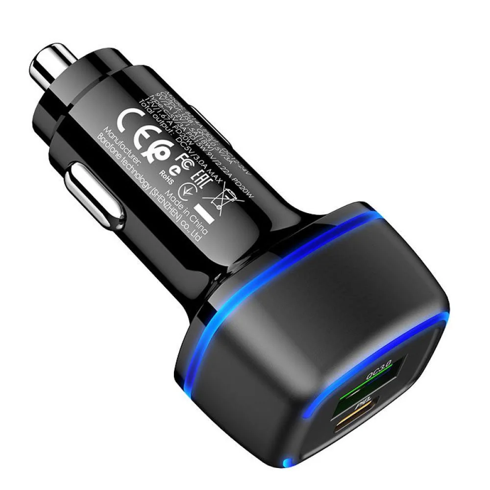 Nabíjačka do auta s káblami USB - USB-C, Lightning 18W, PD20W, kompatibiln