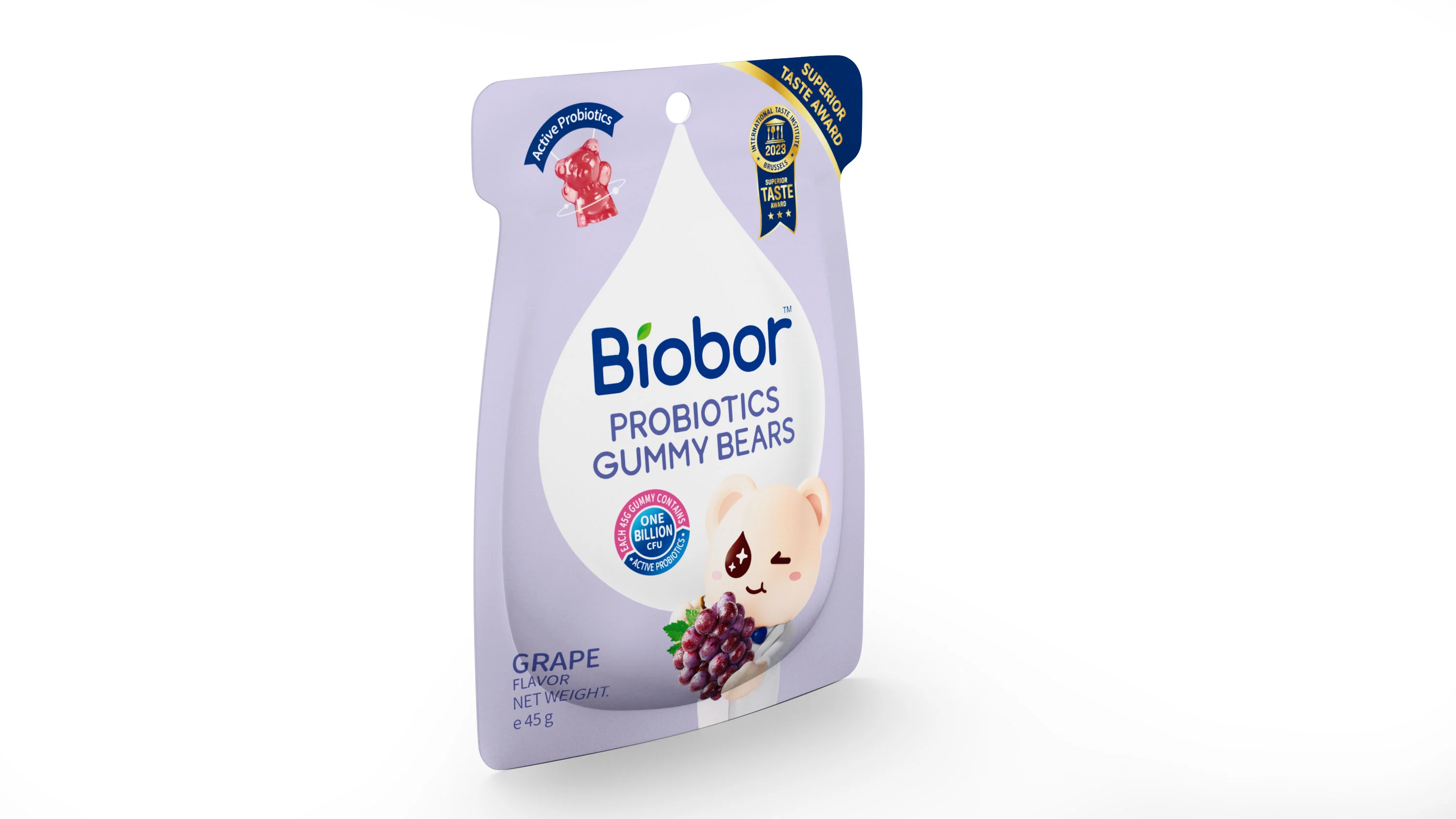 Biobor PROBIOTICS GUMMY BEARS hroznová príchuť 45 g