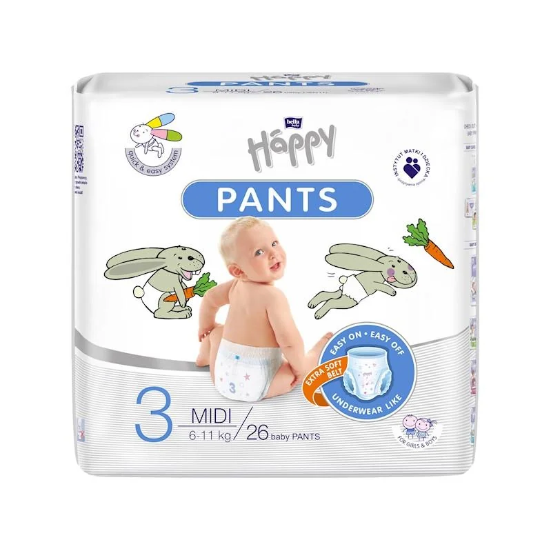 BELLA HAPPY Pants Nohavičky plienkové jednorazové 3 Midi (6-11 kg) 26 ks 1×26 ks